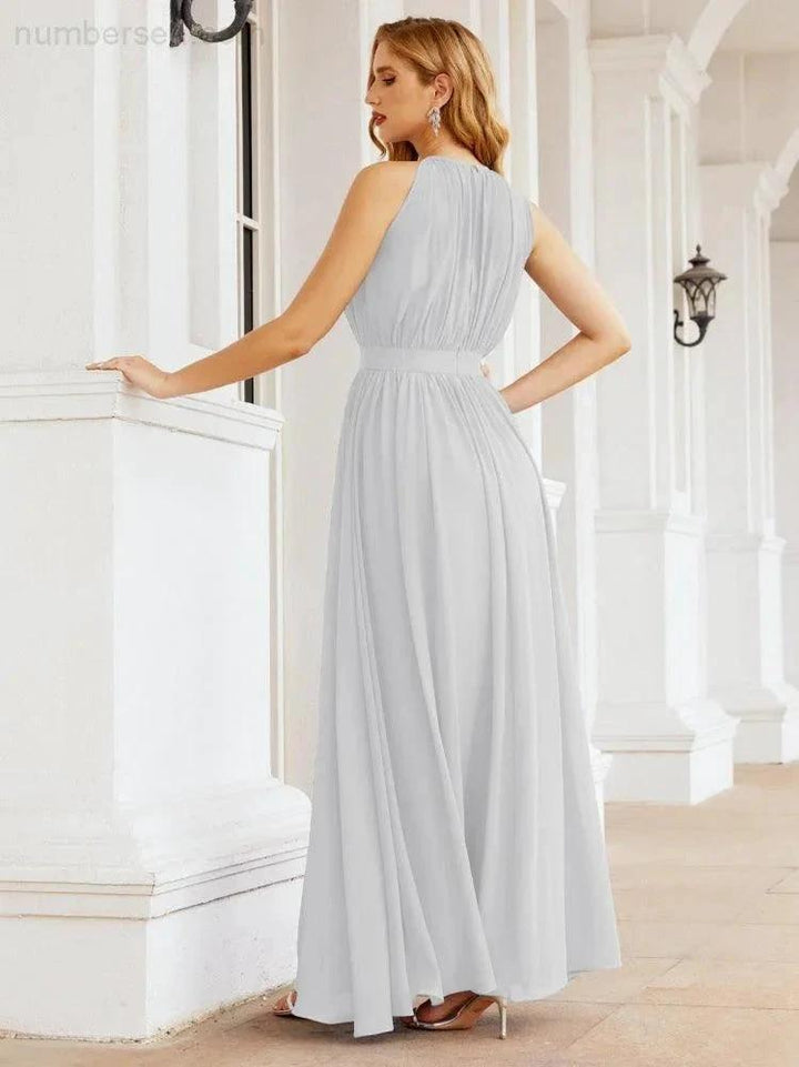 Numbersea Halter Bridesmaid Dress Empire Waist Formal Evening Prom Gown for Mother of The Bride 28030 by numbersea