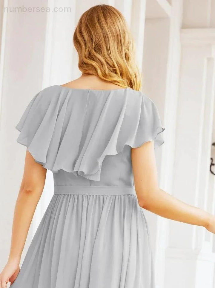 Bridesmaid Dresses with Flutter Sleeves Formal Evening Party Prom Gowns 28044 by numbersea