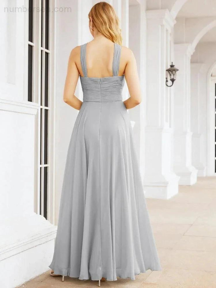 Numbersea Crisscross Halter Bridesmaid Dresses for Party Wedding Evening Prom Maxi Ball Gowns 28053 by numbersea
