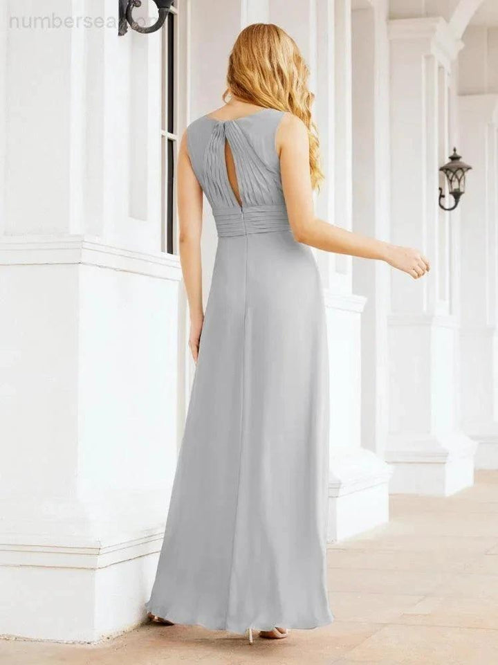 Formal Prom Gown Elegant V-Neck Sleeveless Bridesmaid Dresses for Wedding Party 28037 by numbersea