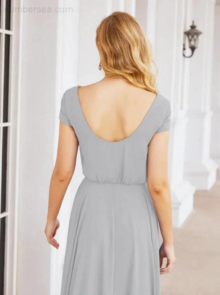 Numbersea V-Neck Bridesmaid Dresses Long Cap Sleeves Prom Evening Formal Gowns 28071 by numbersea