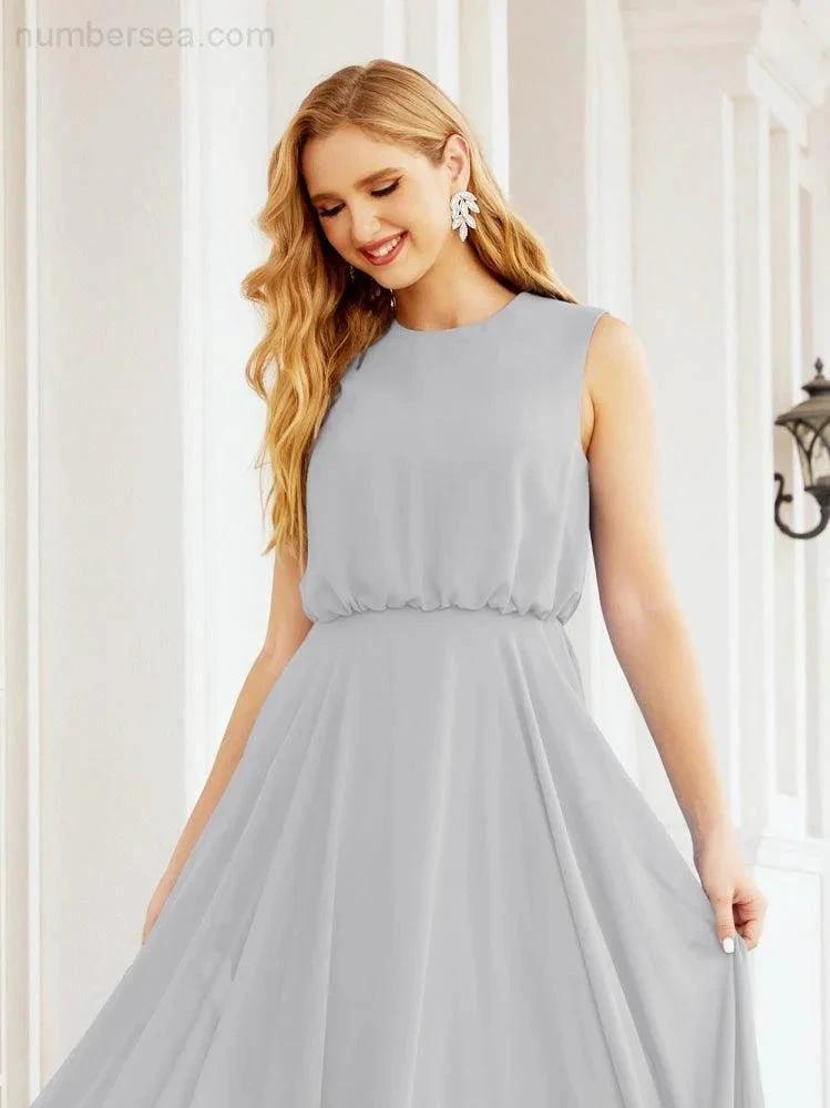 Numbersea Sleeveless Long Bridesmaid Dress A line Formal Evening Prom Gown 28025 by numbersea