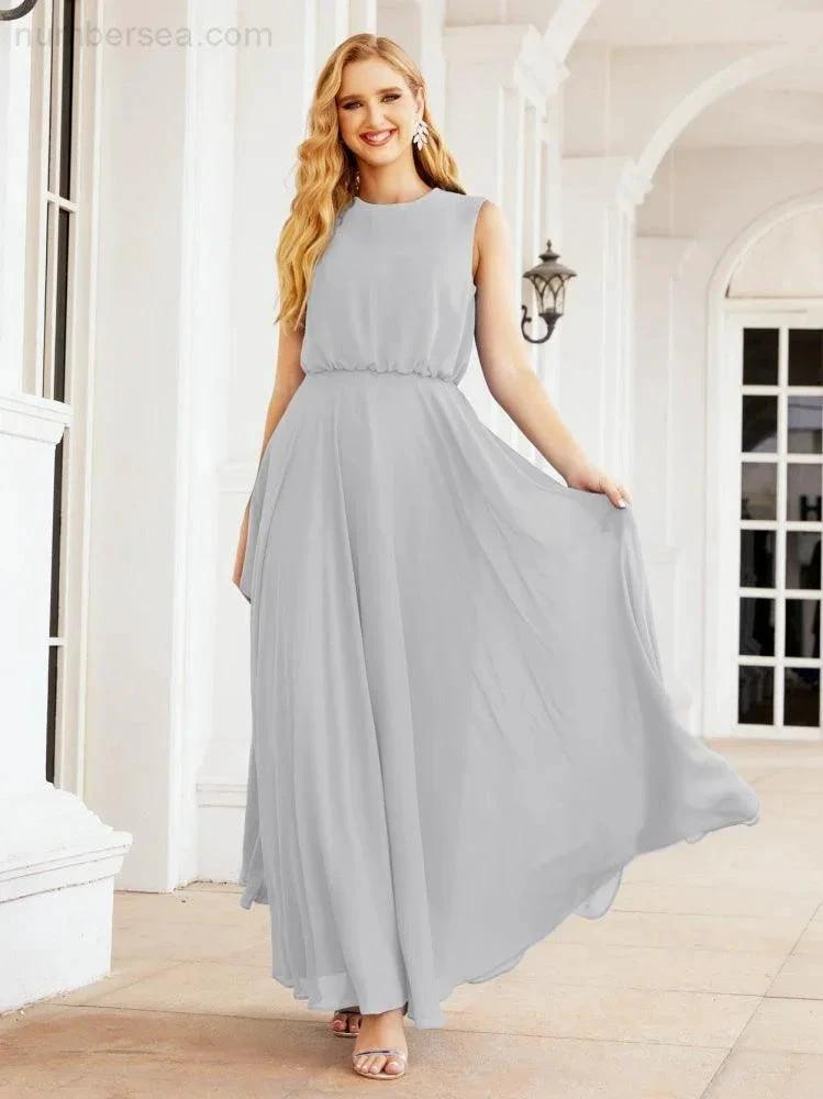 Numbersea Sleeveless Long Bridesmaid Dress A line Formal Evening Prom Gown 28025 by numbersea