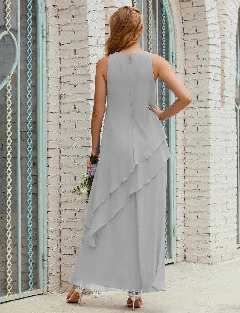 Chiffon Long Plus Size Mother of Bride Dresses Formal Bridesmaid Prom Gown SY28019 by numbersea