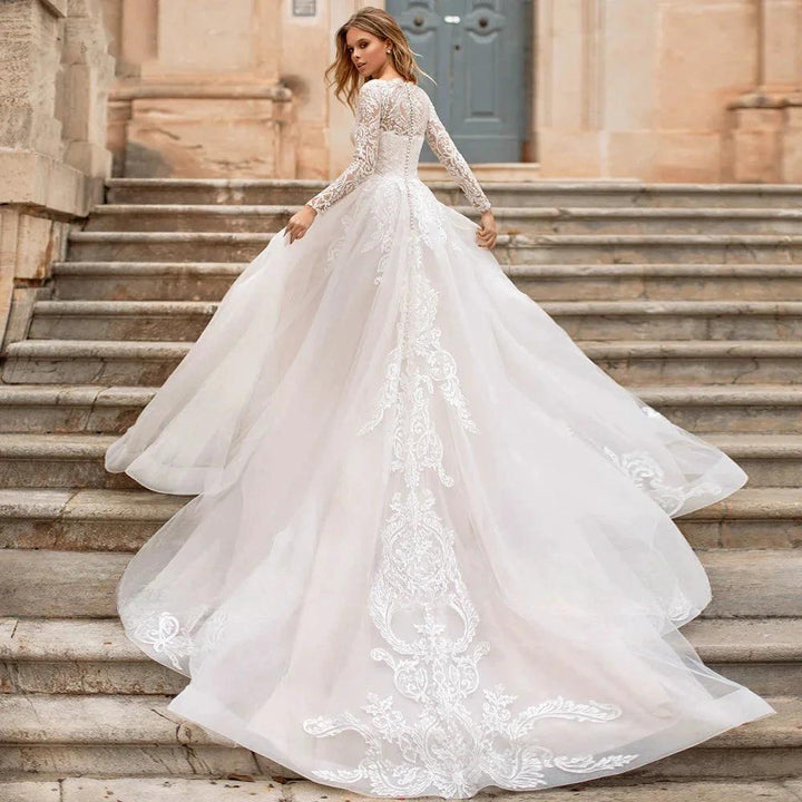 Luxury Wedding Dresses Lace Applique A-Line Bridal Gowns Robe Church Wedding Party Beach Vestido De Novia 2023 Boda Elegante שמל by payinti