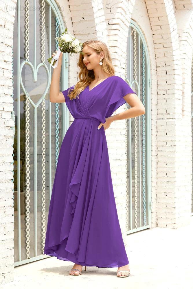 Numbersea Mother of The Bride Dresses Plus Size V-Neck Floor Length Formal Prom Dress for Wedding Guest 28020 by numbersea