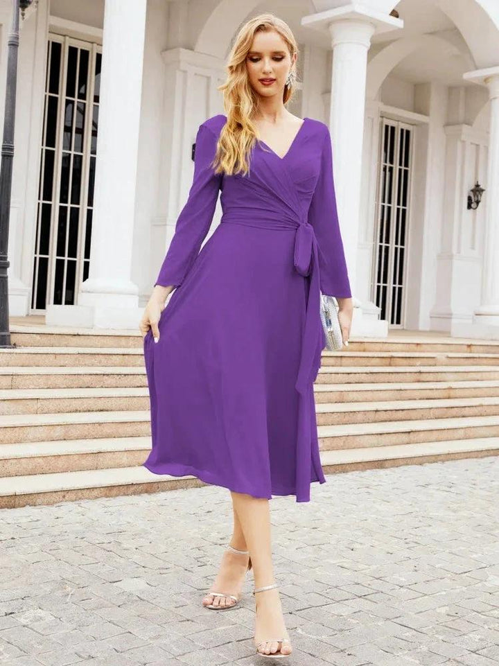 Bridesmaid Dress V-Back Waist Belt Mother of the Bride Wedding Guest SY28031 by numbersea