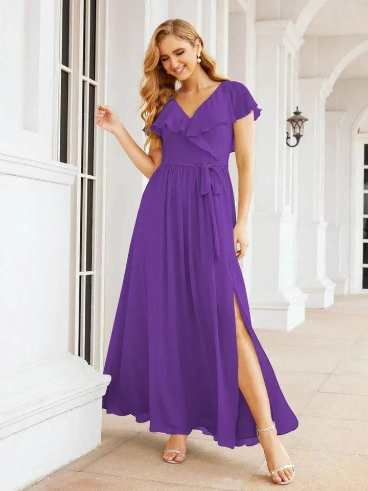 Bridesmaid Dresses with Flutter Sleeves Formal Evening Party Prom Gowns 28044 by numbersea