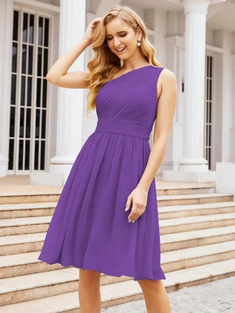 Numbersea Homecoming Dress One Shoulder Pleated Short Formal Prom Gowns 28046 by numbersea
