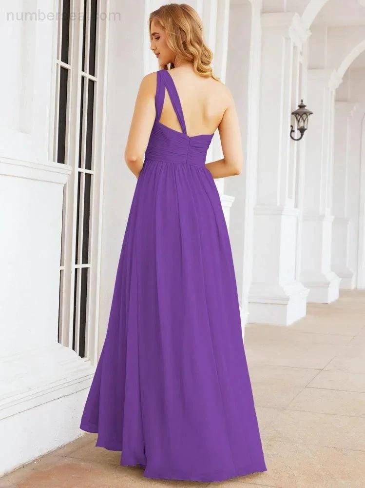Numbersea One Shoulder Bridesmaid Dresses Long Maxi Formal Evening Party Prom Gowns 28061 by numbersea