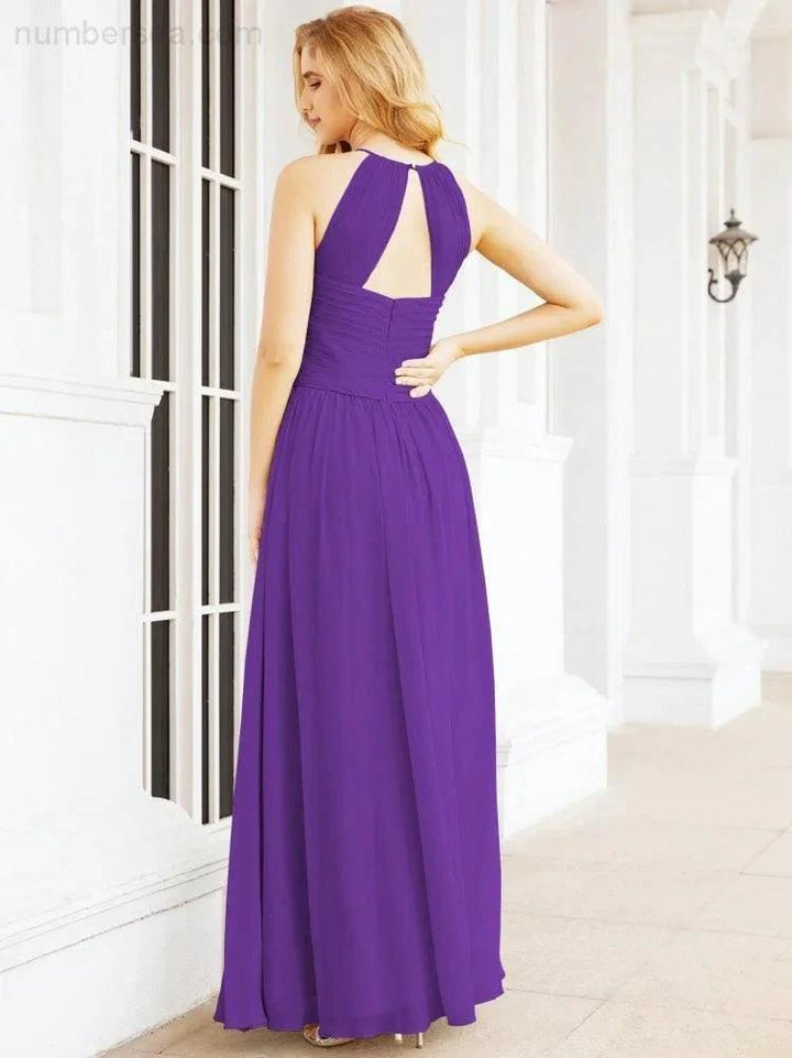 Numbersea Sleeveless Bridesmaid Dresses Long Prom Gown Zipper with Keyhole Back 28056 by numbersea