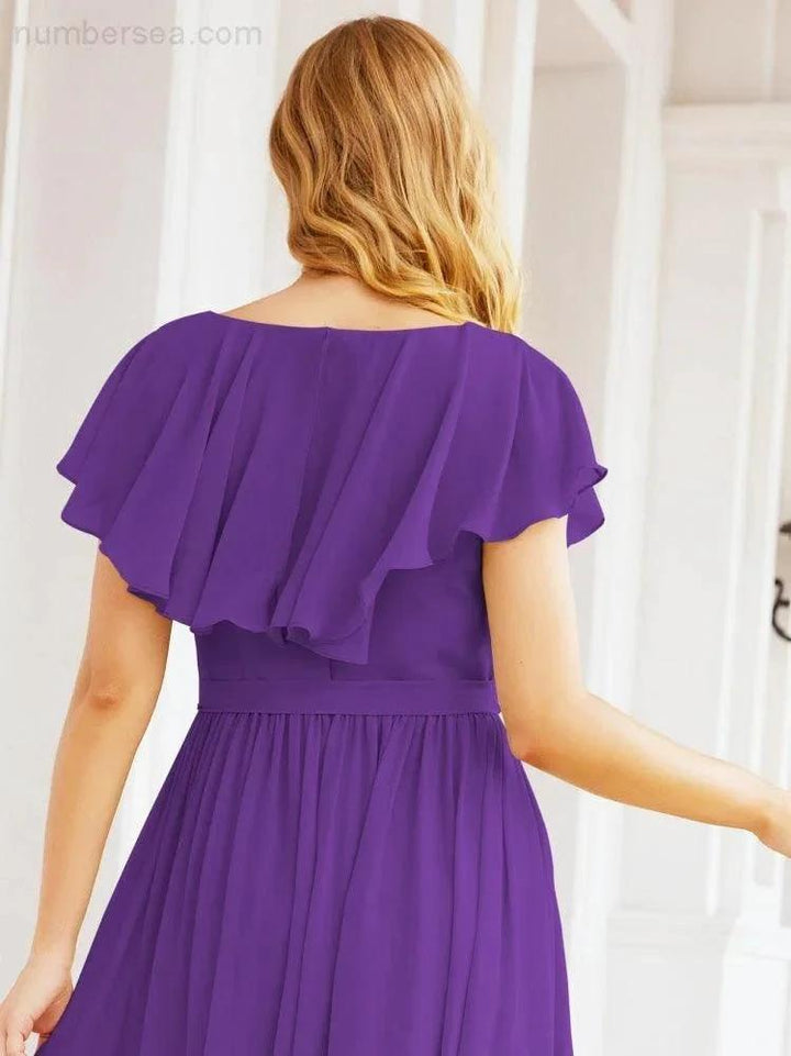 Bridesmaid Dresses with Flutter Sleeves Formal Evening Party Prom Gowns 28044 by numbersea
