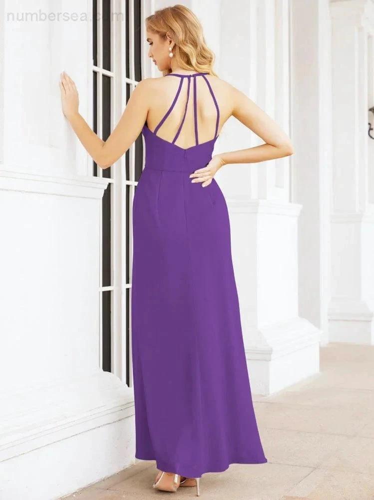 Numbersea Spaghetti Strap Bridesmaid Dresses V-Neck Long A-Line Formal Prom Gowns 28063 by numbersea
