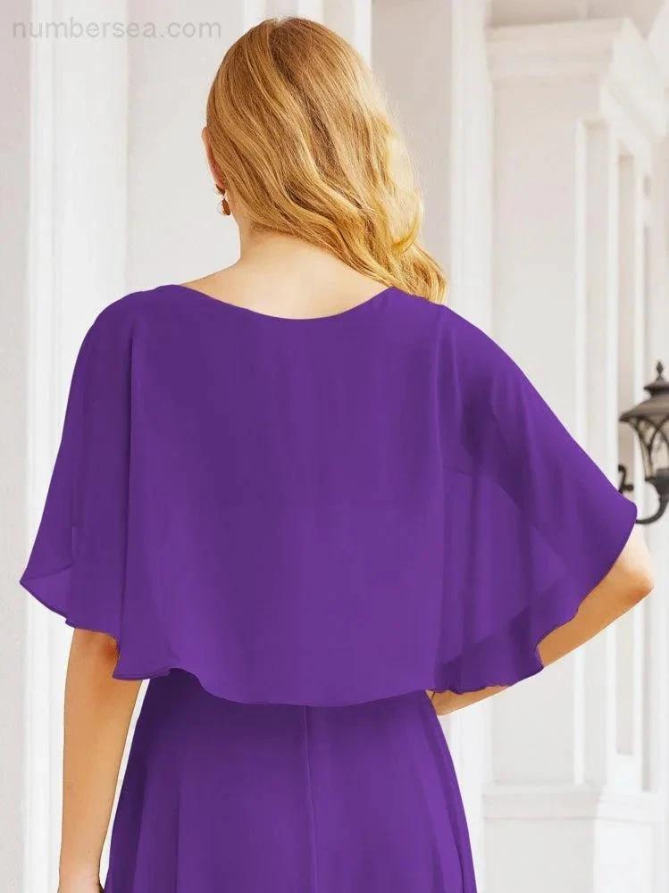 Numbersea Bridesmaid Dresses for Wedding Formal Evening Party Prom Gown with Cape 28050 by numbersea