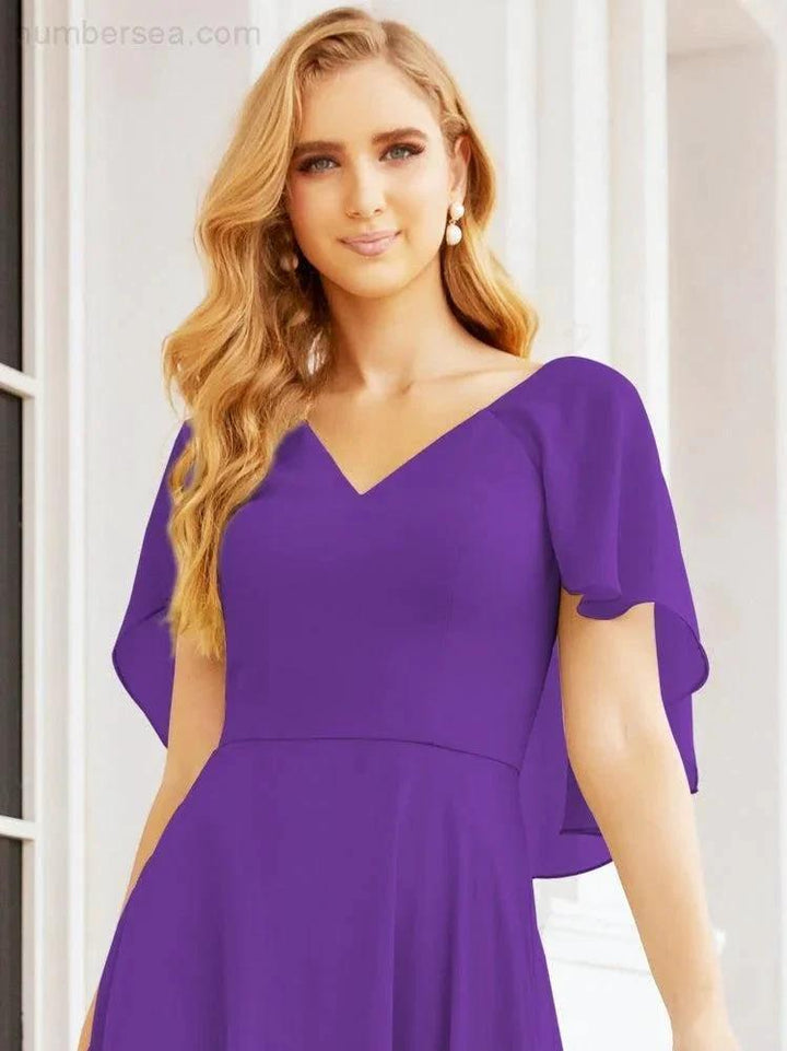 Numbersea Bridesmaid Dresses for Wedding Formal Evening Party Prom Gown with Cape 28050 by numbersea