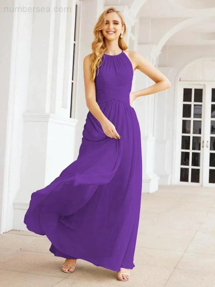 Numbersea Sleeveless Bridesmaid Dresses Long Prom Gown Zipper with Keyhole Back 28056 by numbersea