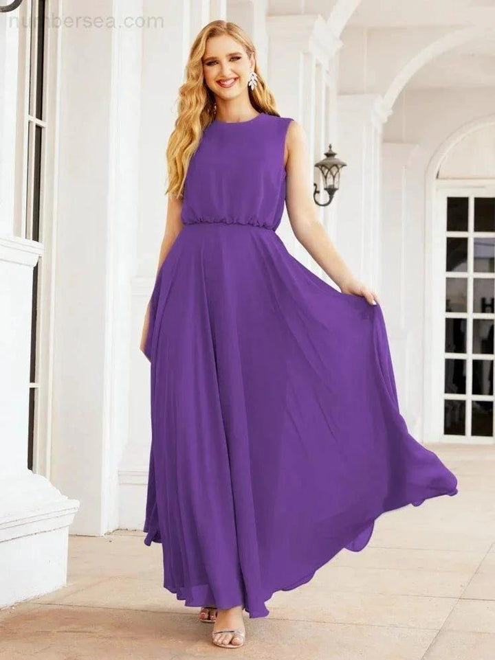 Numbersea Sleeveless Long Bridesmaid Dress A line Formal Evening Prom Gown 28025 by numbersea