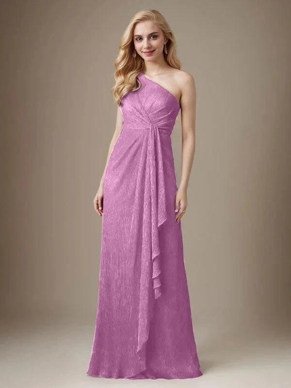 Ruby Sheath One Shoulder Metallic Mesh Dress Mother of the Bride Dress by Dreamylily