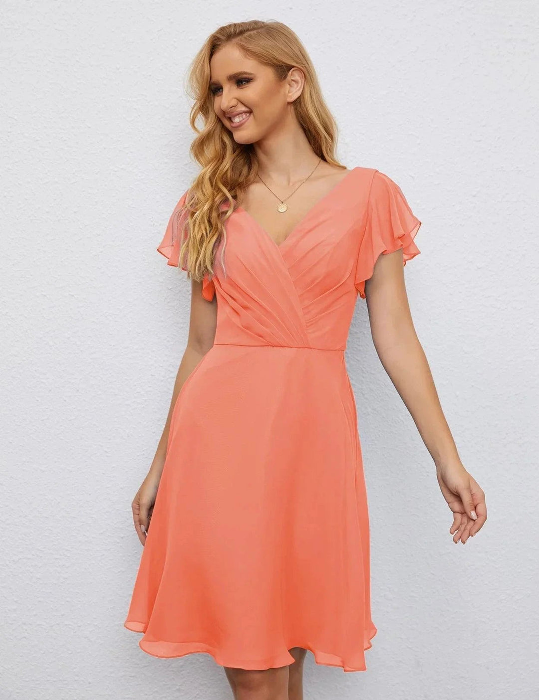 Numbersea U Back Homecoming Dress Formal Prom Dress Knee Length Short Sleeves Cocktail Party Dress 28077 by numbersea