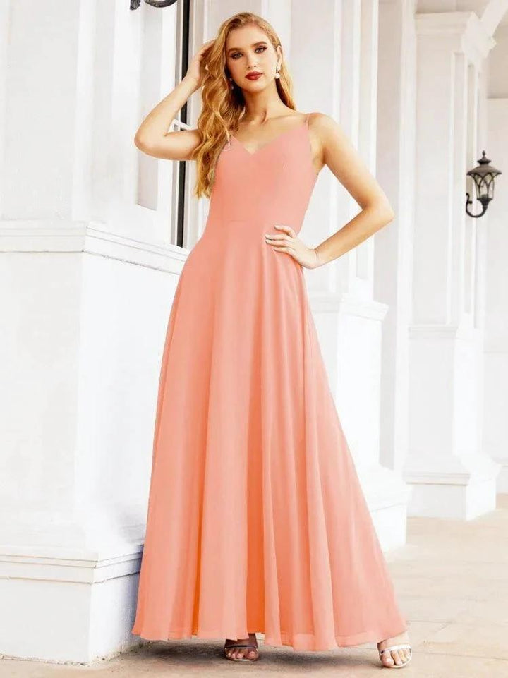 Numbersea Spaghetti Strap Bridesmaid Dresses V Neck Butterfly Back Fromal Evening Party Prom Gown 28036 by numbersea