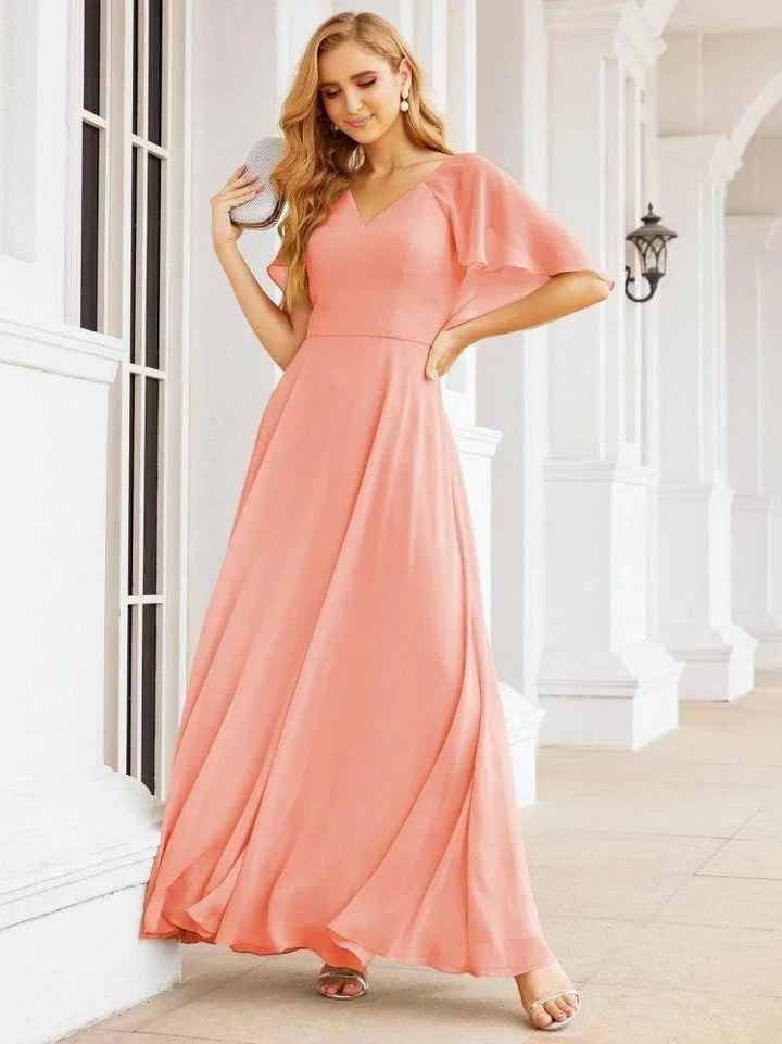 Numbersea Bridesmaid Dresses for Wedding Formal Evening Party Prom Gown with Cape 28050 by numbersea