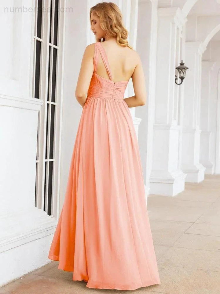 Numbersea One Shoulder Bridesmaid Dresses Long Maxi Formal Evening Party Prom Gowns 28061 by numbersea