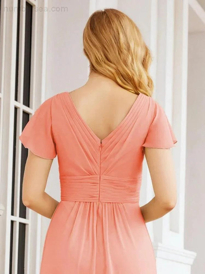 Numbersea Formal Prom Gowns for Mother of The Bride Cap Sleeves Bridesmaid Dress 28047 by numbersea