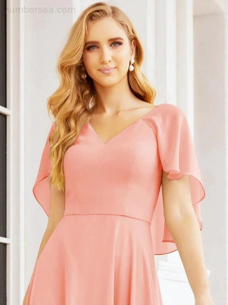 Numbersea Bridesmaid Dresses for Wedding Formal Evening Party Prom Gown with Cape 28050 by numbersea