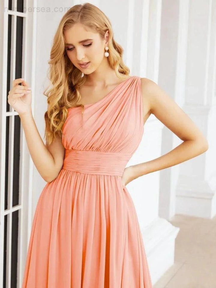 Numbersea One Shoulder Bridesmaid Dresses Long Maxi Formal Evening Party Prom Gowns 28061 by numbersea