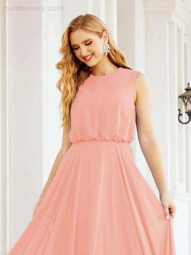 Numbersea Sleeveless Long Bridesmaid Dress A line Formal Evening Prom Gown 28025 by numbersea