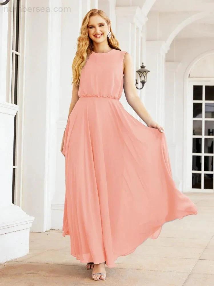 Numbersea Sleeveless Long Bridesmaid Dress A line Formal Evening Prom Gown 28025 by numbersea