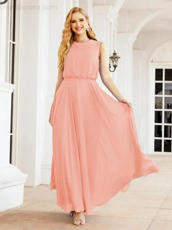 Numbersea Sleeveless Long Bridesmaid Dress A line Formal Evening Prom Gown 28025 by numbersea