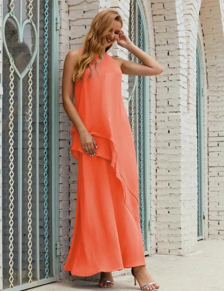 Chiffon Long Plus Size Mother of Bride Dresses Formal Bridesmaid Prom Gown SY28019 by numbersea