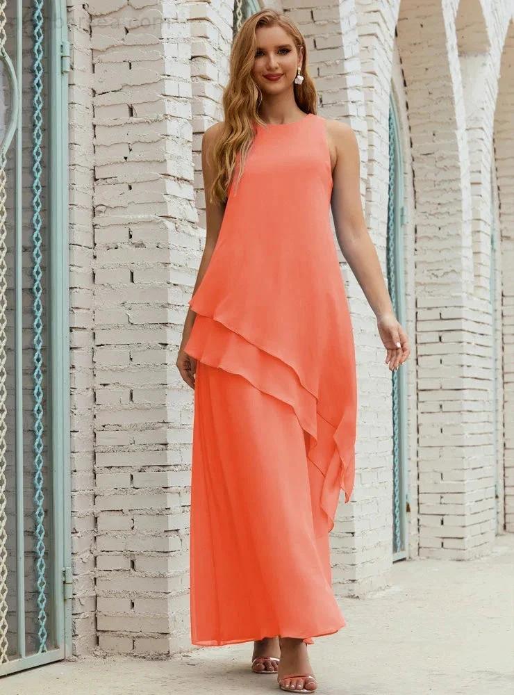 Chiffon Long Plus Size Mother of Bride Dresses Formal Bridesmaid Prom Gown SY28019 by numbersea