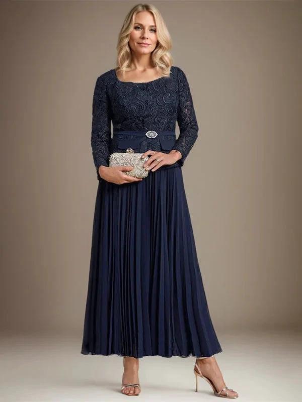 A-line Square Ankle-Length Chiffon Mother of the Bride Dress With Pleated by Dreamylily