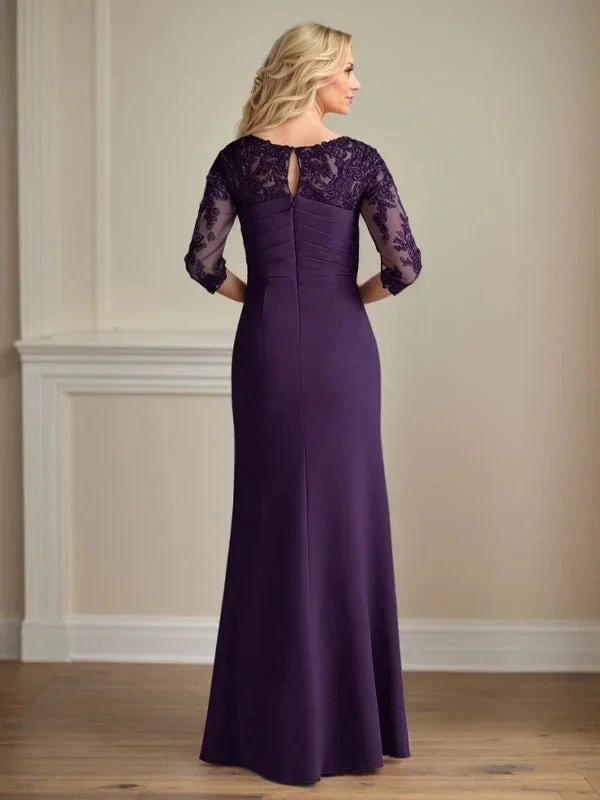 Plum Sheath Lace Stretch Crepe Mother of the Bride Dress by Dreamylily