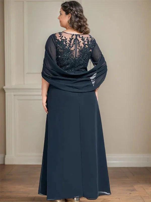 A-Line/Princess Scoop Floor-Length Mother of the Bride Dresses with Pleated &amp; Sequins by Dreamylily