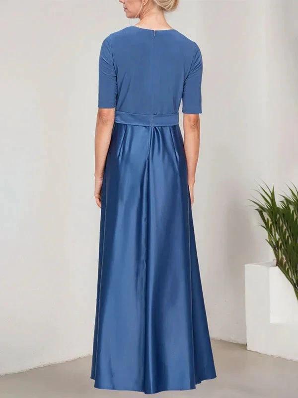 Surplice Neckline Ballgown with Full Satin Skirt &amp; Jersey Bodice by Dreamylily