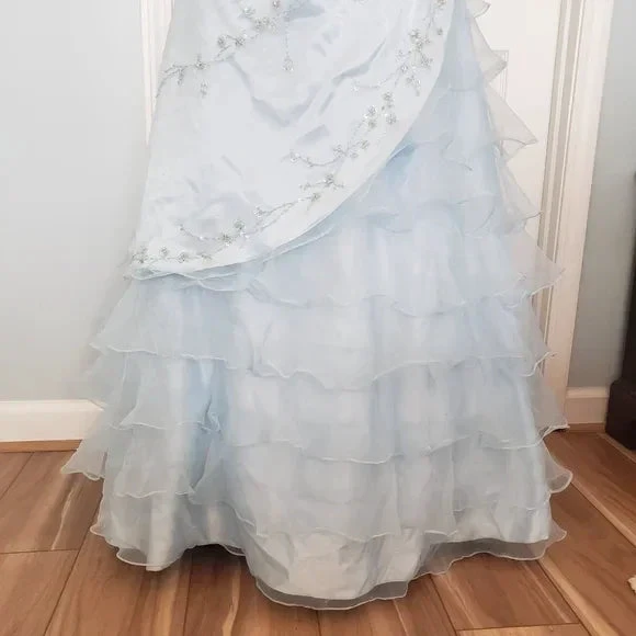 Elegant Ice Blue Sequins Beaded Ball Gown,Tulle Layered A Line Prom Dress Y7931 by simplepromdress