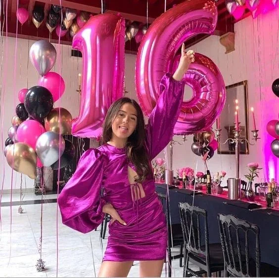 Fuchsia Long Sleeves Homecoming Dress 16th Birthday Outfit Dress Y6990 by simplepromdress