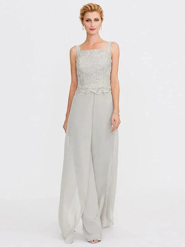 3 Piece Chiffon Square Neck Mother of the Bride Pantsuits with Jacket by Dreamylily