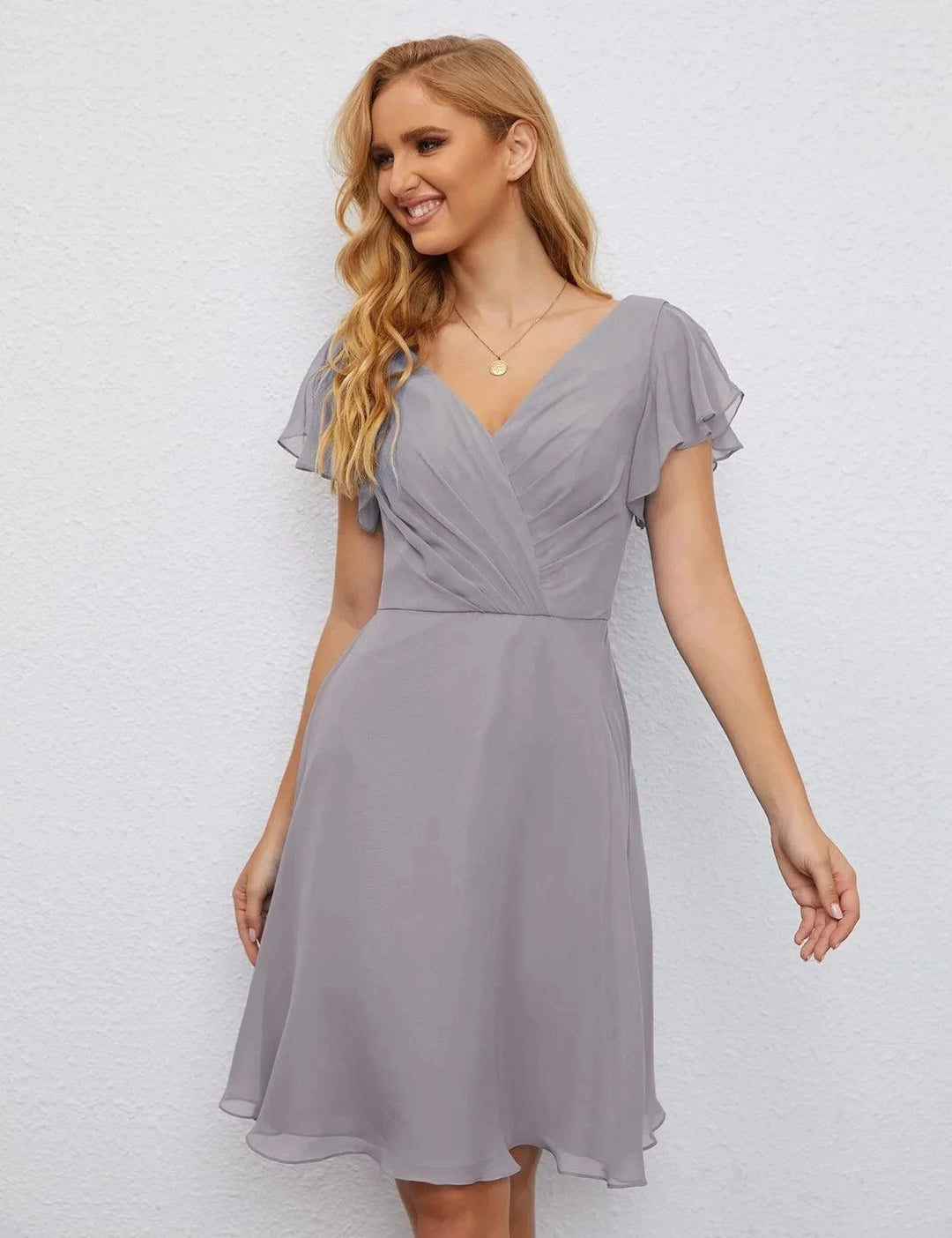 Numbersea U Back Homecoming Dress Formal Prom Dress Knee Length Short Sleeves Cocktail Party Dress 28077 by numbersea