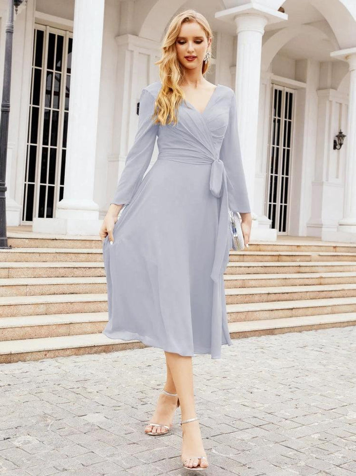 Bridesmaid Dress V-Back Waist Belt Mother of the Bride Wedding Guest SY28031 by numbersea