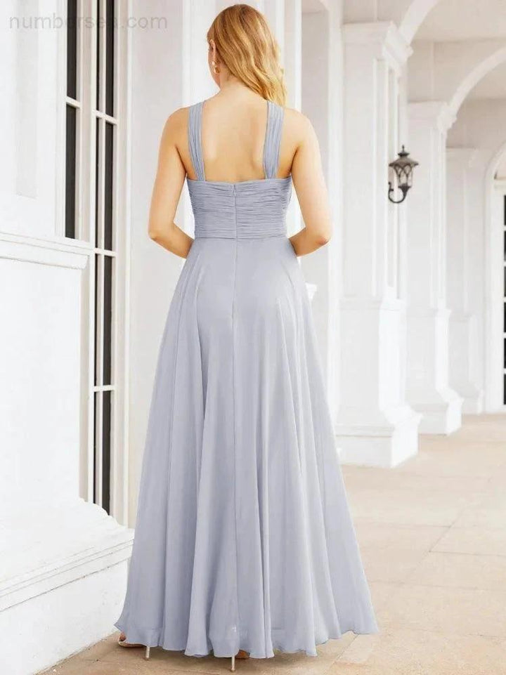 Numbersea Crisscross Halter Bridesmaid Dresses for Party Wedding Evening Prom Maxi Ball Gowns 28053 by numbersea