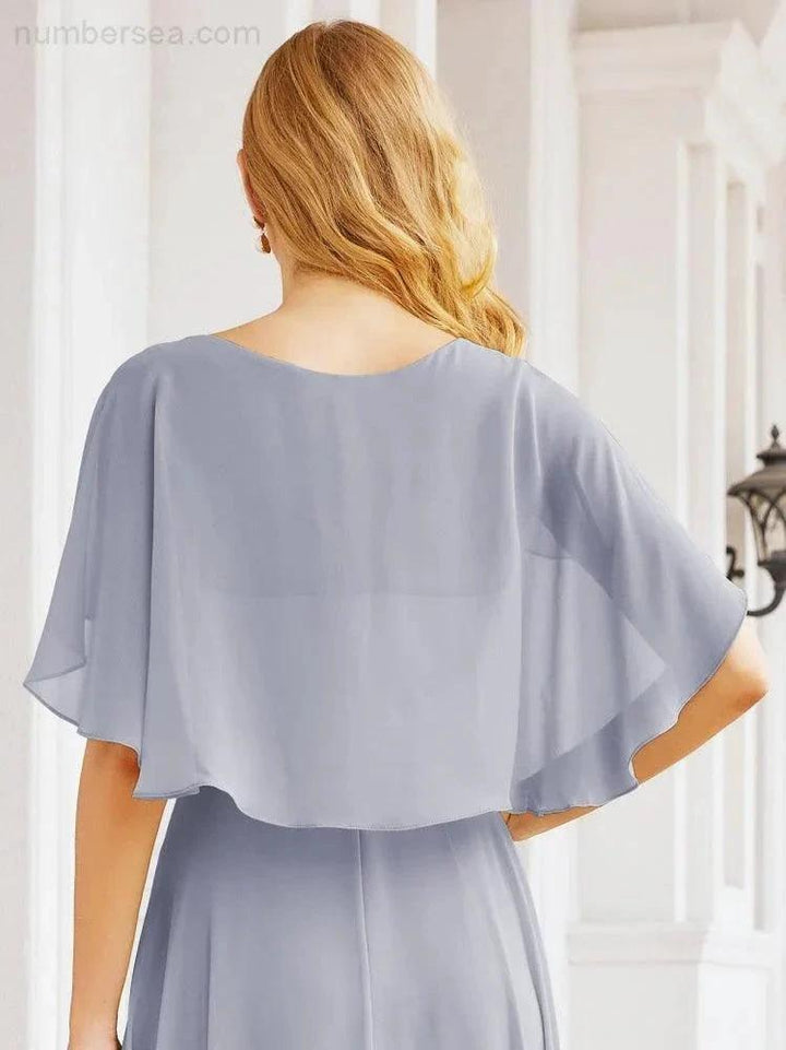Numbersea Bridesmaid Dresses for Wedding Formal Evening Party Prom Gown with Cape 28050 by numbersea
