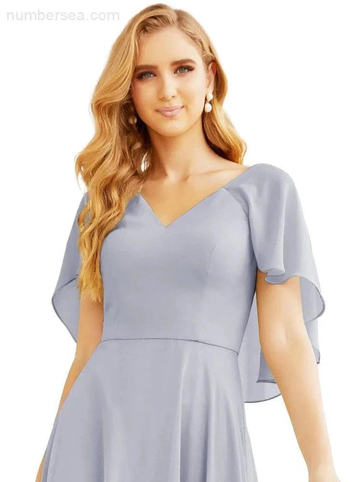 Numbersea Bridesmaid Dresses for Wedding Formal Evening Party Prom Gown with Cape 28050 by numbersea