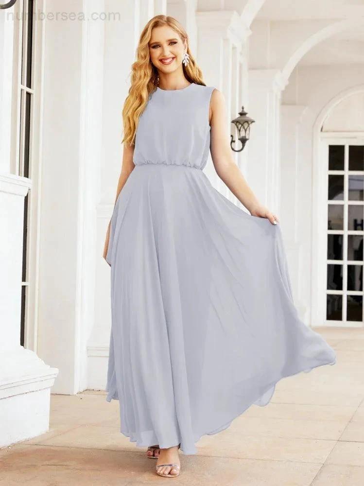Numbersea Sleeveless Long Bridesmaid Dress A line Formal Evening Prom Gown 28025 by numbersea