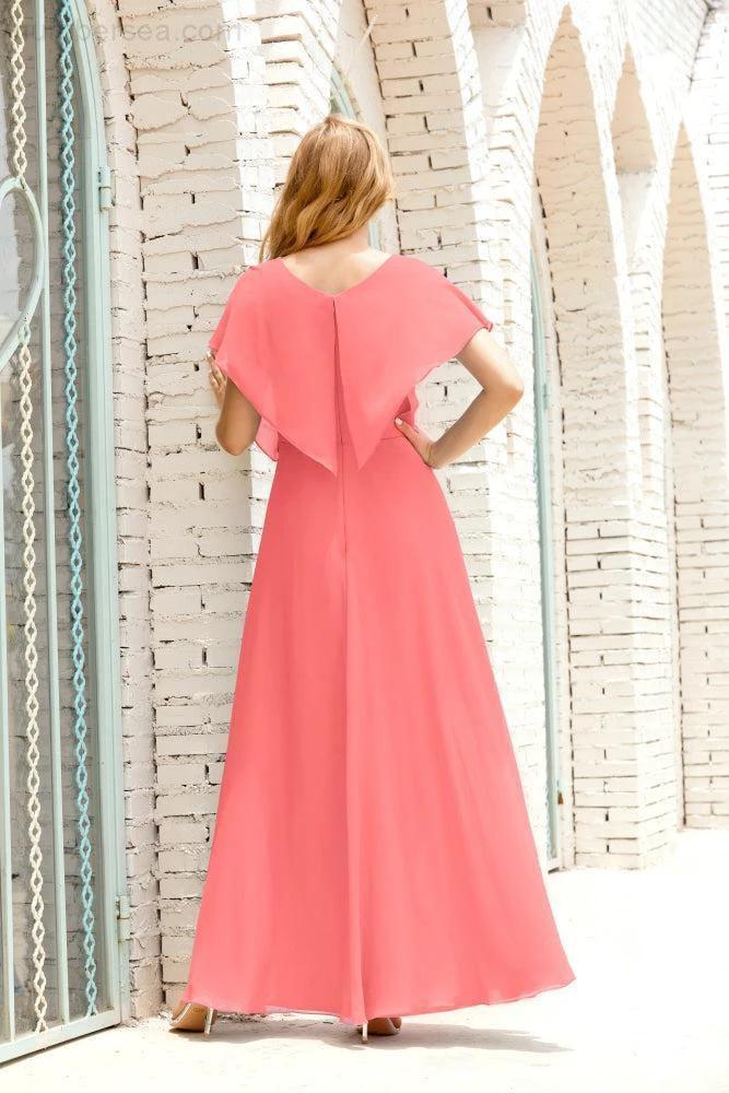 Numbersea Mother of The Bride Dresses Plus Size V-Neck Floor Length Formal Prom Dress for Wedding Guest 28020 by numbersea