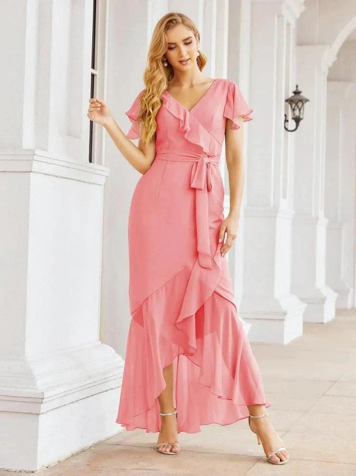 Numbersea Ruffled Bridesmaid Dresses Mermaid Formal Violin Evening Party Prom Gowns 28042 by numbersea