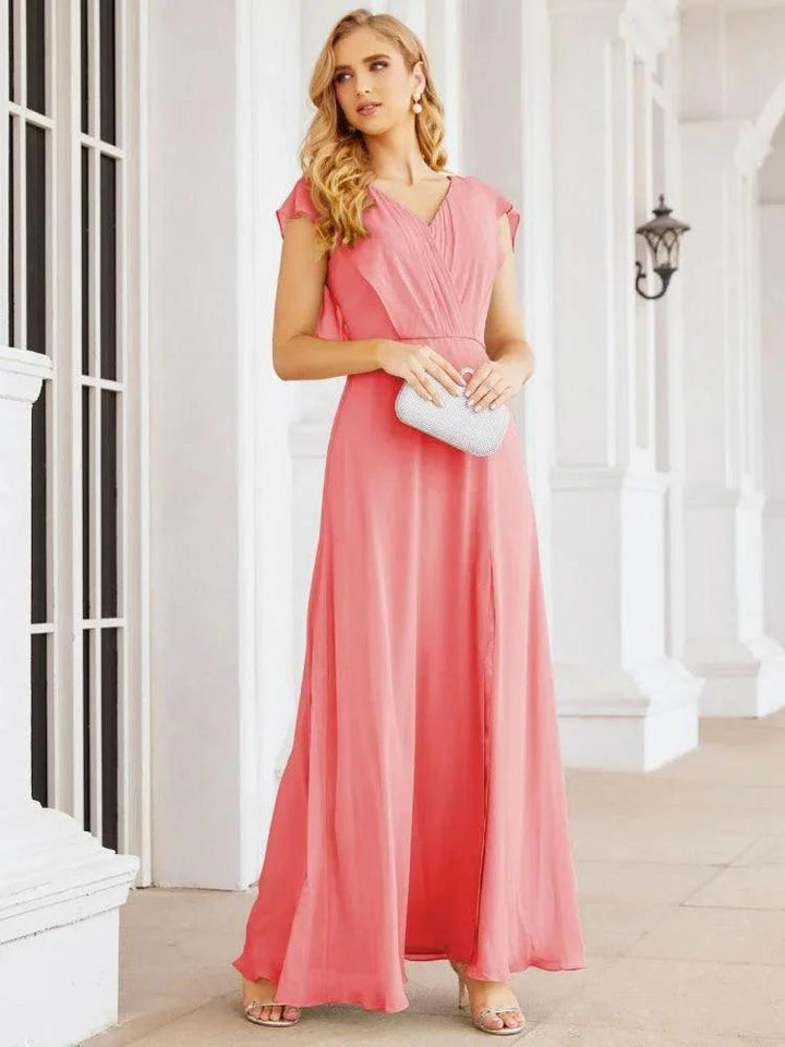 Sunnderly Bridesmaid Dresses Cape Formal Prom Dress Open Back Gowns for Mother of The Bride SY28058 by numbersea